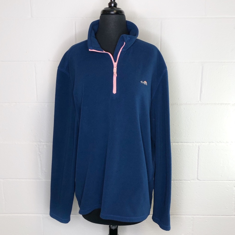 Chubbies Women’s Blue 1/4 Zip Pullover Fleece Top With Logo